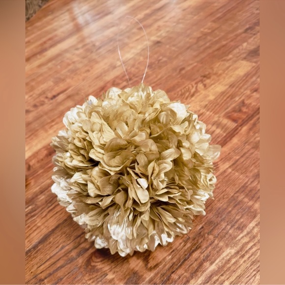 2 GOLD METALLIC POM-POM Party Wedding Shower Decorations 10” ea w Hanging Loops - Picture 13 of 16